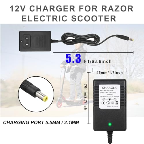 12V Charger for Razor Power Core E90 Scooter