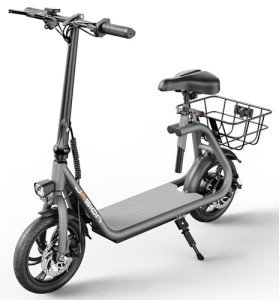 Jasion Foldable Electric Scooter with Seat and Basket