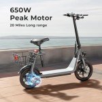 Jasion Foldable Electric Scooter with Seat and Basket