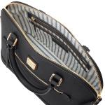 Saffiano Domed Zip Satchel Crossbody Bag - Black
