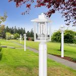 White Outdoor Post Lantern with Seeded Glass