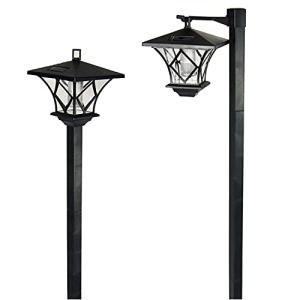 Solar Powered 1.5m Black Garden Lamp Post