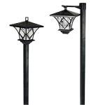 Solar Powered 1.5m Black Garden Lamp Post