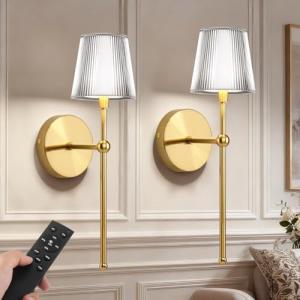 Kimjo Gold Battery Operated Wall Lights - 2 Pack