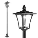 Solar LED Garden Post Lamp with Sensor – Black