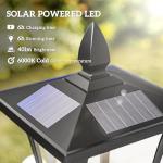 Solar LED Garden Post Lamp with Sensor – Black