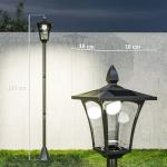 Solar LED Garden Post Lamp with Sensor – Black