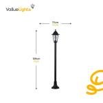 MiniSun 1.2m Black Traditional Lamp Post Light