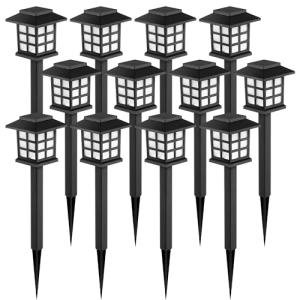 GIGALUMI 12 Pack Waterproof Solar Outdoor Lights