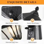 Outdoor Lamp Post Light with Outlet and Glass