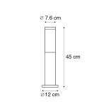 Modern Steel Bollard Lamp - IP44, 45 cm