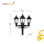 Victorian 2.2m Black Outdoor Lamp Post Light