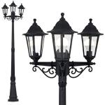 Black Vintage Triple Head Outdoor Post Lantern