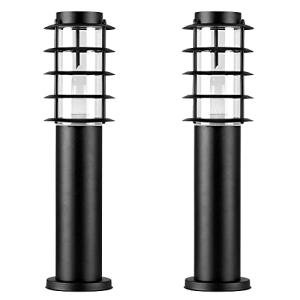 MiniSun Modern Black Stainless Steel Lamp Posts Set