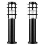MiniSun Modern Black Stainless Steel Lamp Posts Set