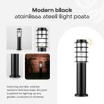 MiniSun Modern Black Stainless Steel Lamp Posts Set