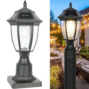 Solar Motion Sensor Post Light - Waterproof Outdoor Lamp