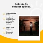 MiniSun Modern Black Stainless Steel Lamp Posts Set