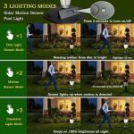 Solar Motion Sensor Post Light - Waterproof Outdoor Lamp