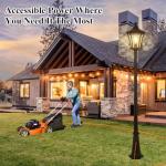 Outdoor Lamp Post Light with Outlet and Glass