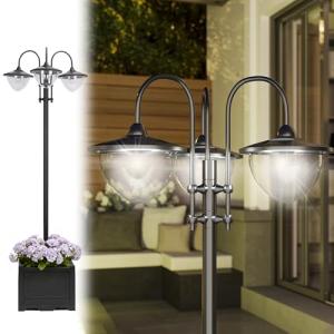 Outsunny Solar Lamp Post with Planter - 3 Heads