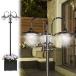 Outsunny Solar Lamp Post with Planter - 3 Heads