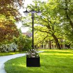 Outsunny Solar Lamp Post with Planter - 3 Heads