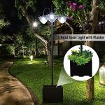 Outsunny Solar Lamp Post with Planter - 3 Heads