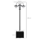 Outsunny Solar Lamp Post with Planter - 3 Heads