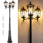 Black Roman Outdoor Triple Head Lamp Post