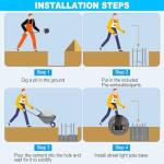 13Ft Adjustable Outdoor Metal Street Lamp Post