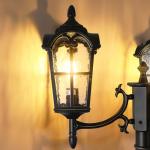 Black Roman Outdoor Triple Head Lamp Post