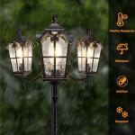 Black Roman Outdoor Triple Head Lamp Post