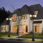 Black Roman Outdoor Triple Head Lamp Post