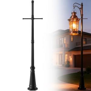 Black Cast Aluminum Lamp Post with Crossbars