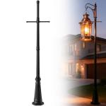 Black Cast Aluminum Lamp Post with Crossbars