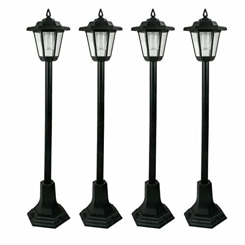 Solar-Powered LED Garden Lights Lamp Post - Black