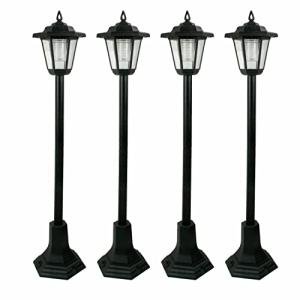 Solar-Powered LED Garden Lights Lamp Post - Black