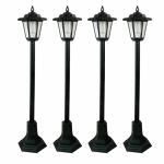 Solar-Powered LED Garden Lights Lamp Post - Black