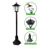 Solar-Powered LED Garden Lights Lamp Post - Black