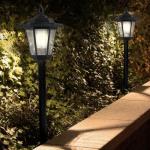 Solar-Powered LED Garden Lights Lamp Post - Black
