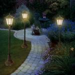 Solar-Powered LED Garden Lights Lamp Post - Black
