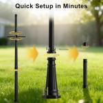 76" Black Cast Aluminum Lamp Post with Crossbars