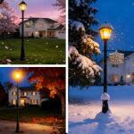 76" Black Cast Aluminum Lamp Post with Crossbars