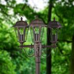 Brown Antique 'Lamina' 3-Light Lamp Post