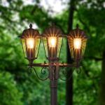 Brown Antique 'Lamina' 3-Light Lamp Post