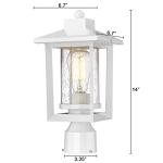 White Outdoor Post Lantern with Seeded Glass