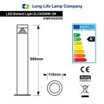 Modern LED Garden Bollard Post Light - Warm White