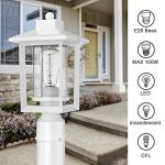 White Outdoor Post Lantern with Seeded Glass