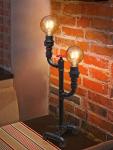 Vintage Industrial Water Pipe Table Lamp with Uplighter